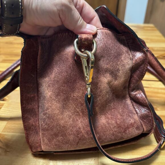 Wilsons Leather Burgundy Brown Leather Shoulder Bag Purse 14x8x8 Double Handle - Picture 6 of 16